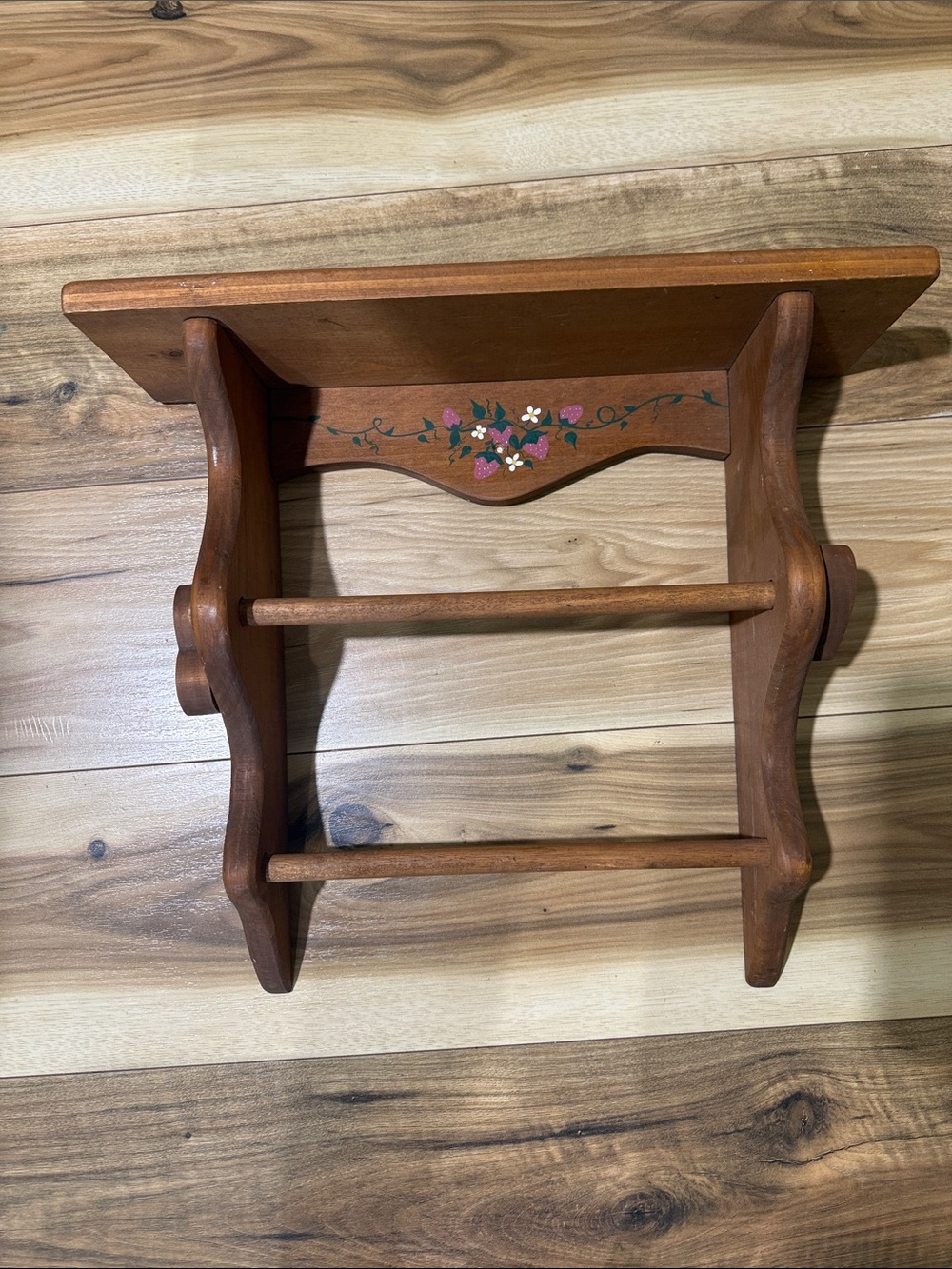 Vintage pine hand painted paper towel/ towel wooden shelf cottagecore